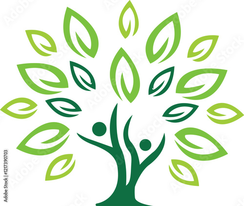 Family tree symbol icon logo design Green tree, peace and unity logo vector design illustration