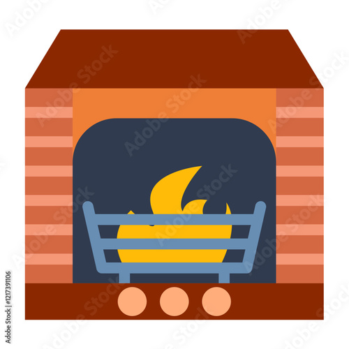 Fireplace grate Icon Style