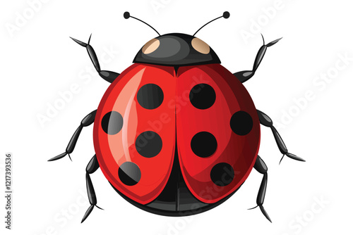 Insect realistic ladybug isolated on white background vector illustration.