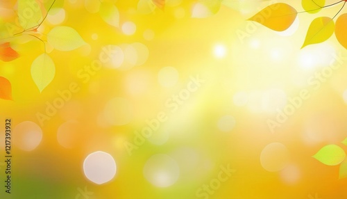 gentle autumn foliage background with golden bokeh, soft yellow leaves and warm glowing gradient, perfect for seasonal design projects

