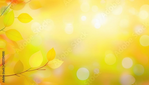 gentle autumn foliage background with golden bokeh, soft yellow leaves and warm glowing gradient, perfect for seasonal design projects

