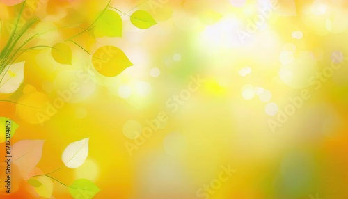 gentle autumn foliage background with golden bokeh, soft yellow leaves and warm glowing gradient, perfect for seasonal design projects

