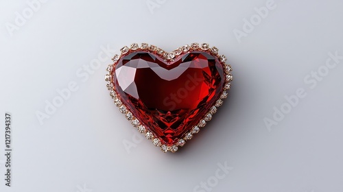 Stunning Heart-Shaped Ruby Gemstone with Sparkling Surrounding Diamonds
