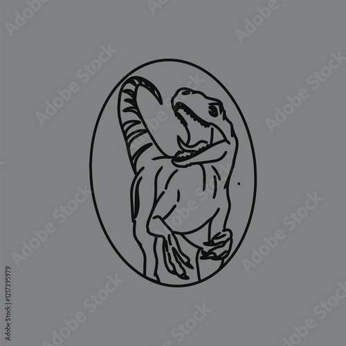 Illustration Vector of dinosaurus hand Draw Design outline