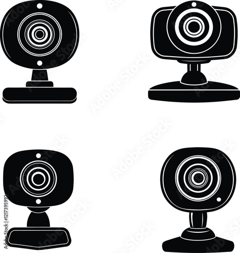 Web cam silhouette vector illustration.
