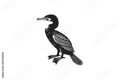  black and white simple cormorant vector silhouette 