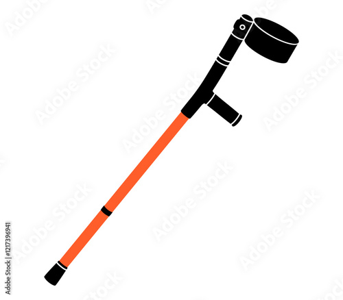 Hand drawn cute cartoon illustration of forearm crutches. Flat vector disability device doodle. Health care treatment sticker, icon. Rehabilitation hospital cane. Diversity or inclusion. Isolated.