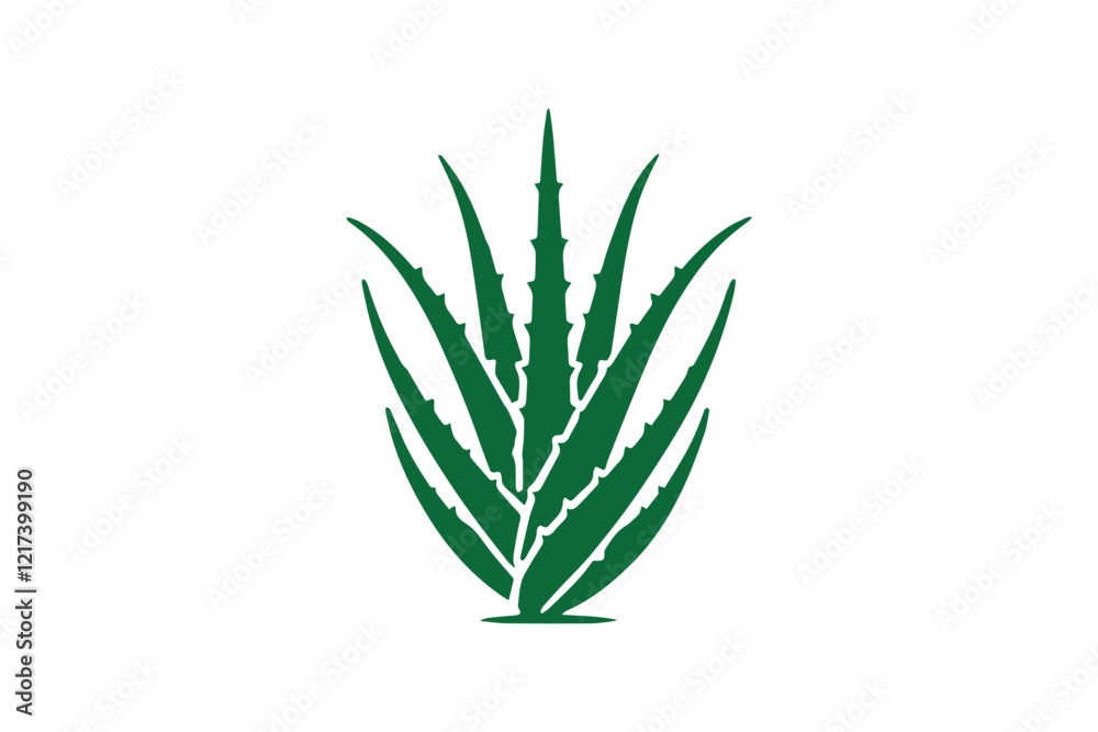 Fototapeta premium black and white simple aloe vera vector silhouette