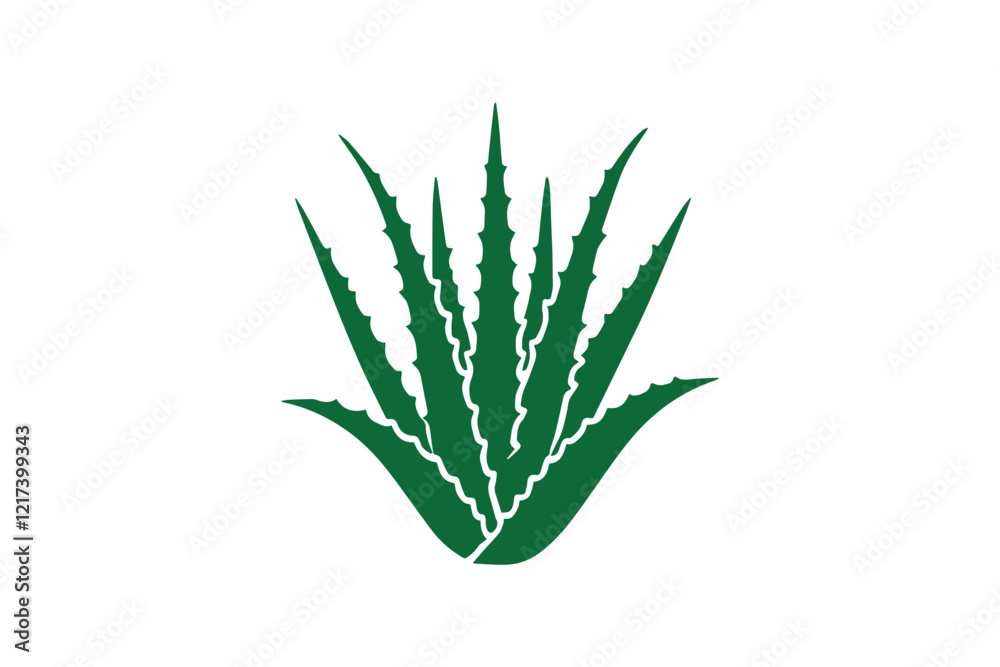Fototapeta premium black and white simple aloe vera vector silhouette 