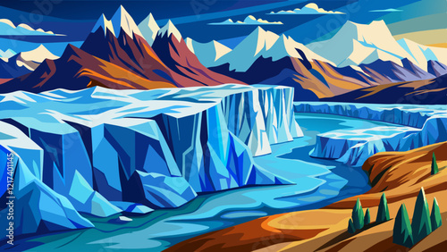 Massive Glaciar Perito Moreno in El Calafate Argentina.
