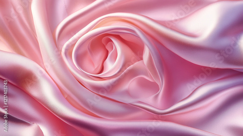 Baby pink silk satin background, elegant wavy fold by generative, Rose Reverie: Elegant Pink Silk or Satin for Valentine's Day