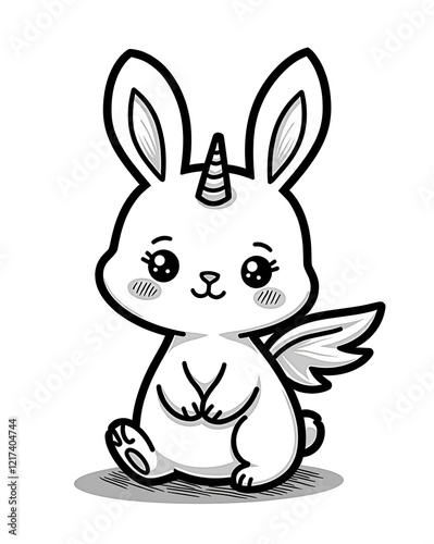  Magical Bunny With Unicorn Horn and Angel Wings