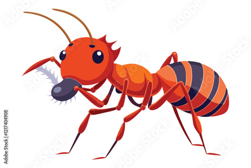 Illustration with color ant isolated on white background.