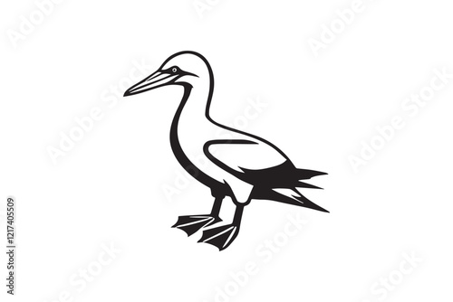 Obraz na płótnie black and white simple Gannet bird vector silhouette