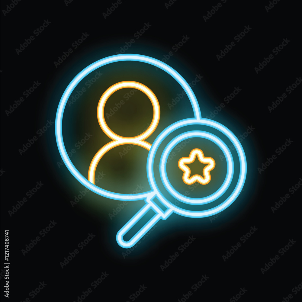 Neon icon representing the concept of headhunting and recruitment process Neon icon representing the concept of headhunting and recruitment process