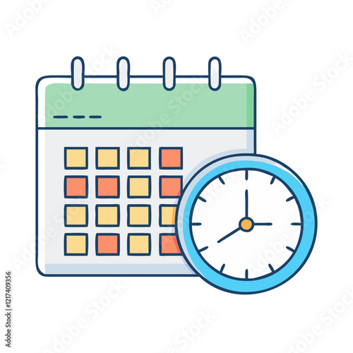 Photos calendar clock combo icon, calendar clock combo vector illustration-simple illus