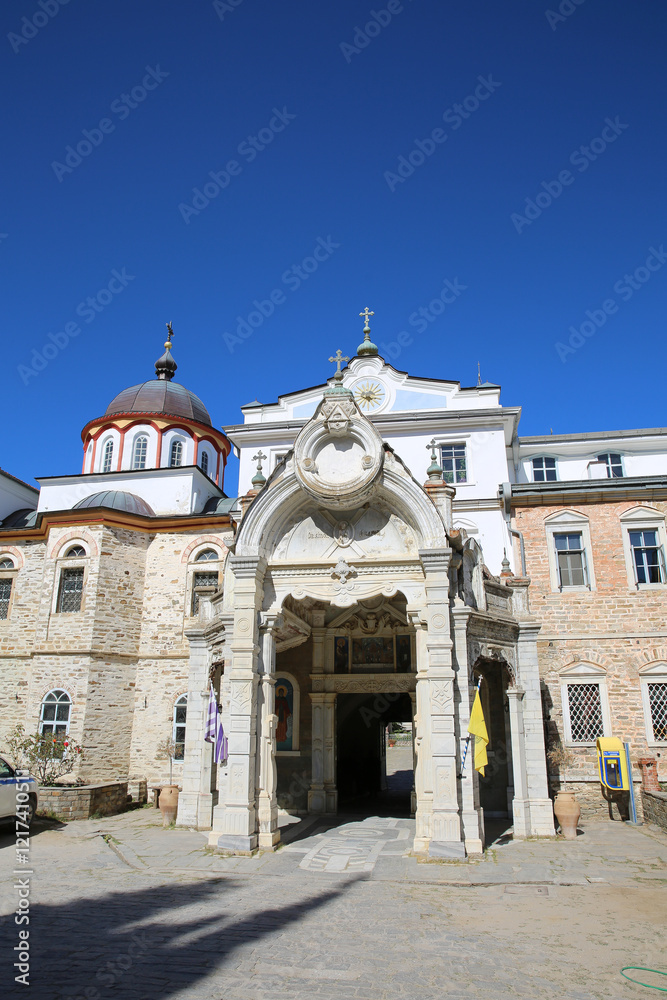 Fototapeta premium Skete of Saint Andrew in Karyes is a monastic institution on Mount Athos, Greece