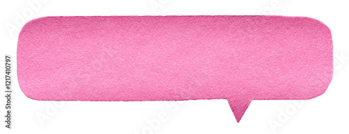 Pink gradient blank cut out cardboard paper speech bubble with round rounded corners rough edges, copy space for text on transparent png background design element