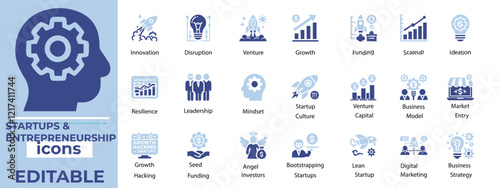 Innovative Startups and Entrepreneurship Icon Set Professional, scalable vectors for branding, marketing, and design needs.
