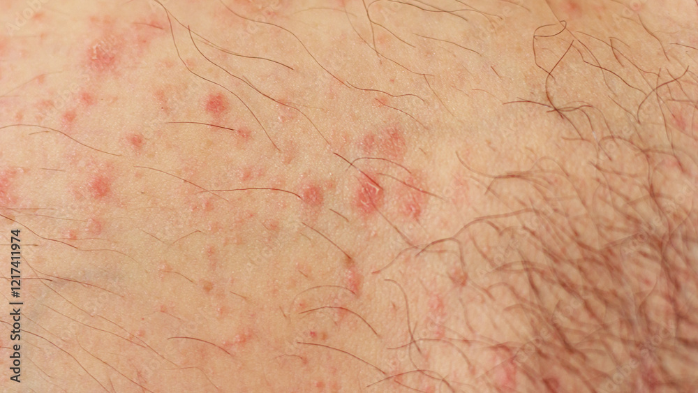 Fototapeta premium Close up of hives or urticaria on caucasian skin