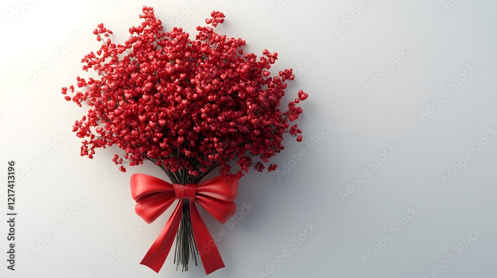 Red Berry Bouquet: A vibrant, stylized bouquet of red berries, elegantly tied with a matching red ribbon, radiates a sense of warmth, festivity, and understated elegance. Red Berry Bouquet: A vibrant, stylized bouquet of red berries, elegantly tied with a matching red ribbon, radiates a sense of warmth, festivity, and understated elegance.