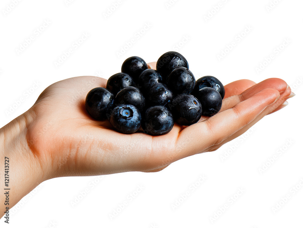 Isolated Hand Holding a Pile of Blueberries Isolated Hand Holding a Pile of Blueberries