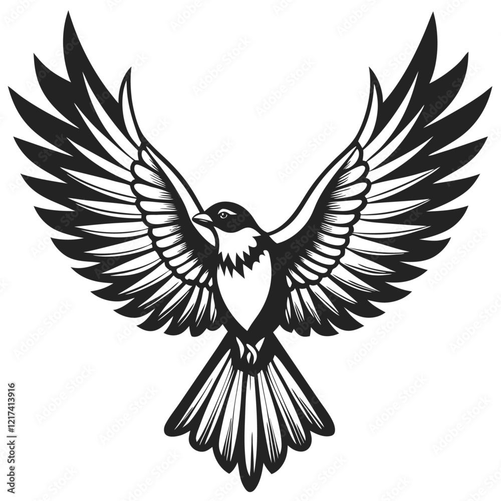 Naklejka premium Striking Bird In Flight Wings Spread Wide High Quality Editable Vector Design And Illustration