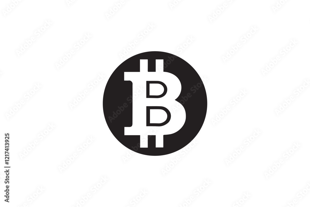 black and white simple bitcoin vector silhouette black and white simple bitcoin vector silhouette