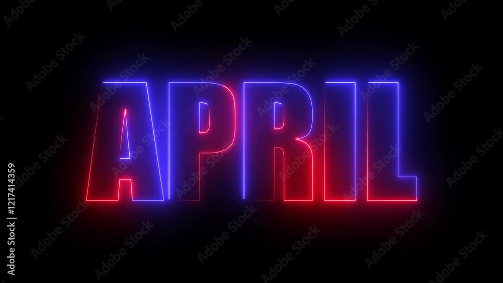 Neon glowing april month text icon animation background 4k Neon glowing april month text icon animation background 4k