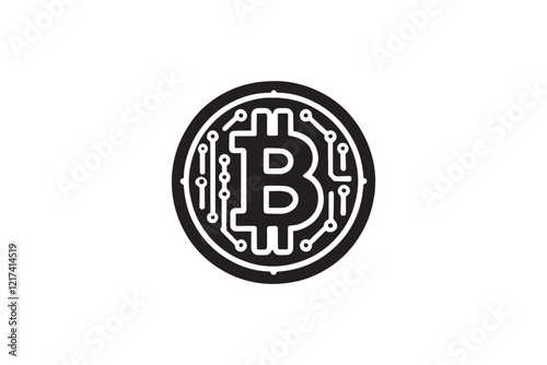  black and white simple bitcoin vector silhouette 
