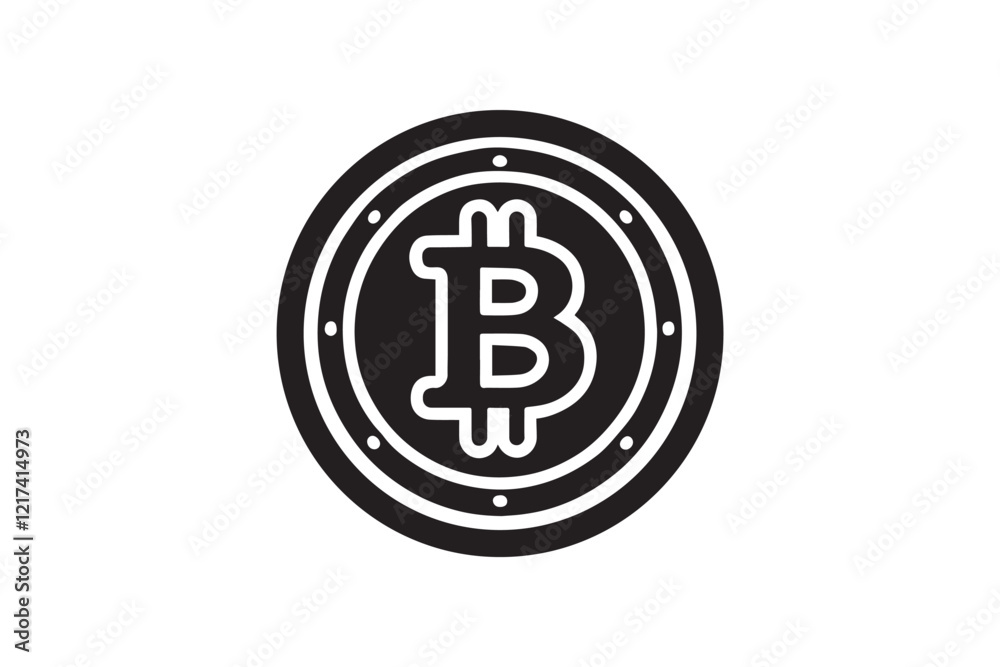 black and white simple bitcoin vector silhouette black and white simple bitcoin vector silhouette
