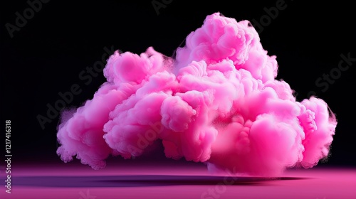 Realistic texture of fantastic smoke background. Blue and pink fog with glitter and shimmering glowing particles. Starry neon magic dust.