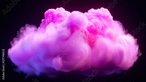 Realistic texture of fantastic smoke background. Blue and pink fog with glitter and shimmering glowing particles. Starry neon magic dust.