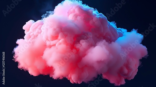 Realistic texture of fantastic smoke background. Blue and pink fog with glitter and shimmering glowing particles. Starry neon magic dust.