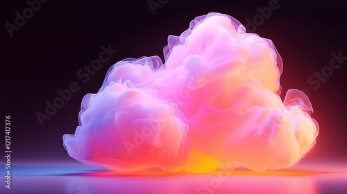 Realistic texture of fantastic smoke background. Blue and pink fog with glitter and shimmering glowing particles. Starry neon magic dust.