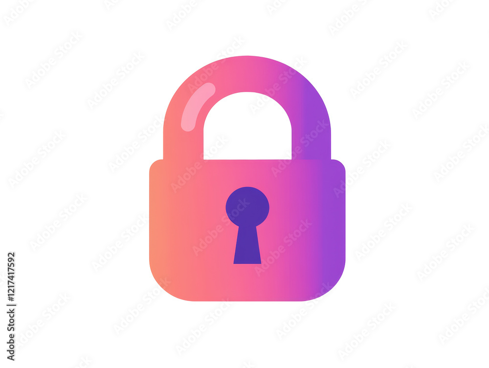 Isolated Gradient Pink and Purple Padlock Isolated Gradient Pink and Purple Padlock
