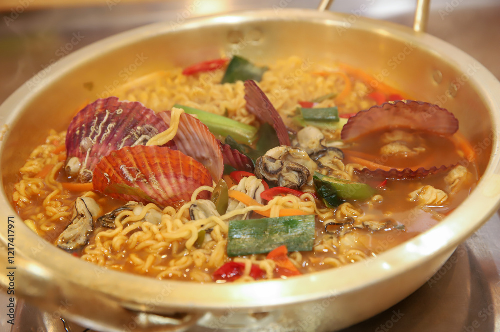 Seafood added to Korean instant ramen. Seafood Ramen Seafood added to Korean instant ramen. Seafood Ramen