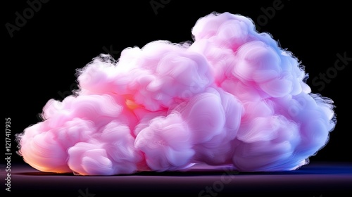 Realistic texture of fantastic smoke background. Blue and pink fog with glitter and shimmering glowing particles. Starry neon magic dust.