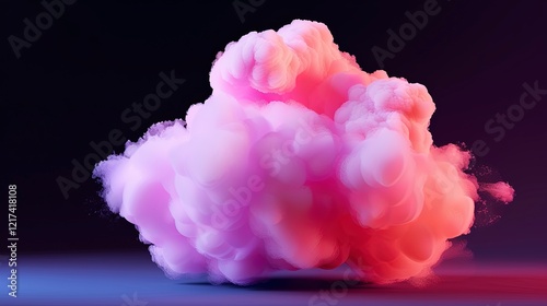 Realistic texture of fantastic smoke background. Blue and pink fog with glitter and shimmering glowing particles. Starry neon magic dust.