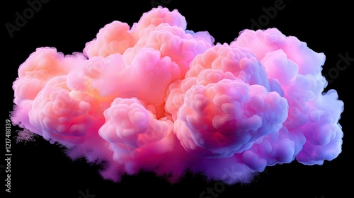 Realistic texture of fantastic smoke background. Blue and pink fog with glitter and shimmering glowing particles. Starry neon magic dust.