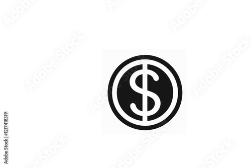  black and white simple doller sign note vector silhouette  photo