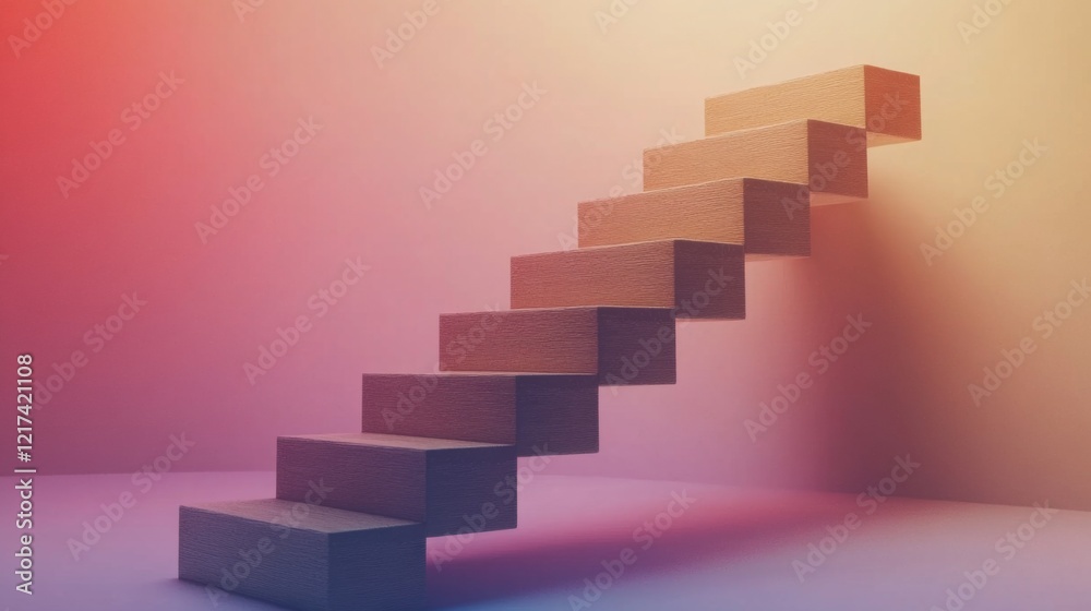 Fototapeta premium Geometric Wooden Staircase Design in a Modern Space