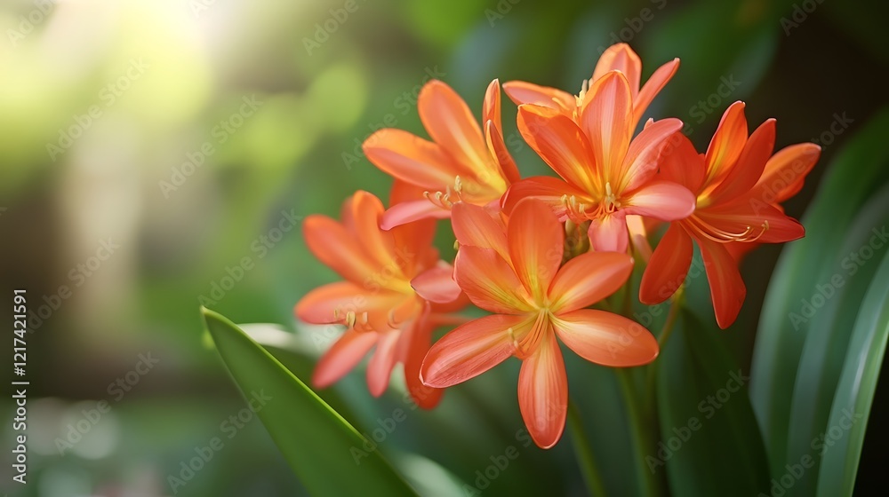 Fototapeta premium Vibrant Blooming Flowers in Sunlit Garden