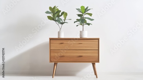 Wallpaper Mural Modern Wooden Furniture with Indoor Plants Decor Torontodigital.ca