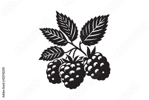  black and white simple blackberry vector silhouette 