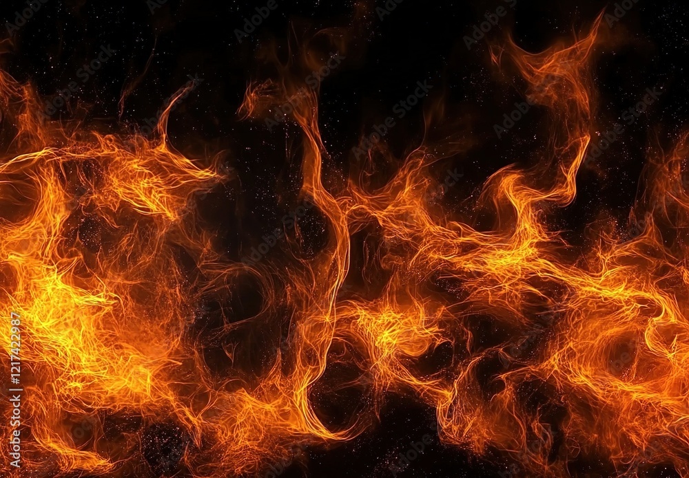 Flaming texture, burning flames on a black background Flaming texture, burning flames on a black background