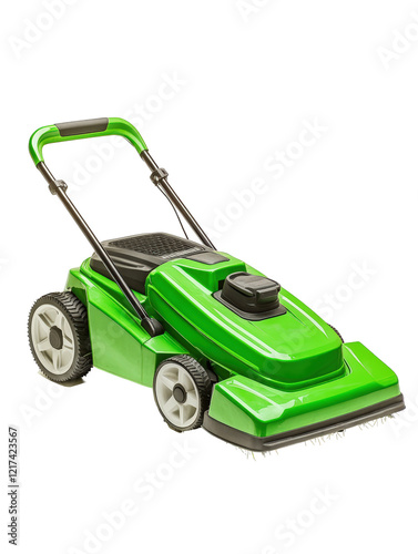 Isolated Green Lawn Mower Close-up