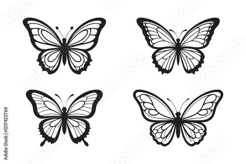 Wallpaper Mural Butterfly Silhouette Icon Set for Creative Designs Torontodigital.ca