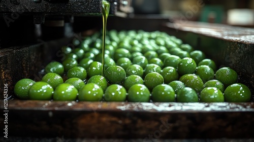 Olive oil pressing, factory, green olives, production, industrial photo