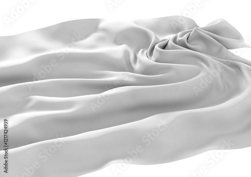 A white fabric draped and f...